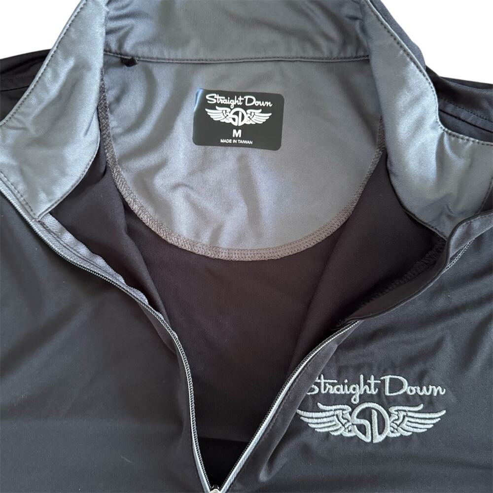 Straight Down Pullover Mens Medium Black Golf Quarter Zip Performance Stretch - Picture 10 of 10